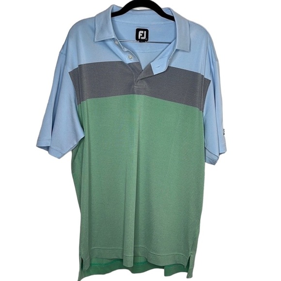 FootJoy Striped Colorblock Golf  Polo Shirt Sz L Embroidery On Sleeve - Picture 1 of 5